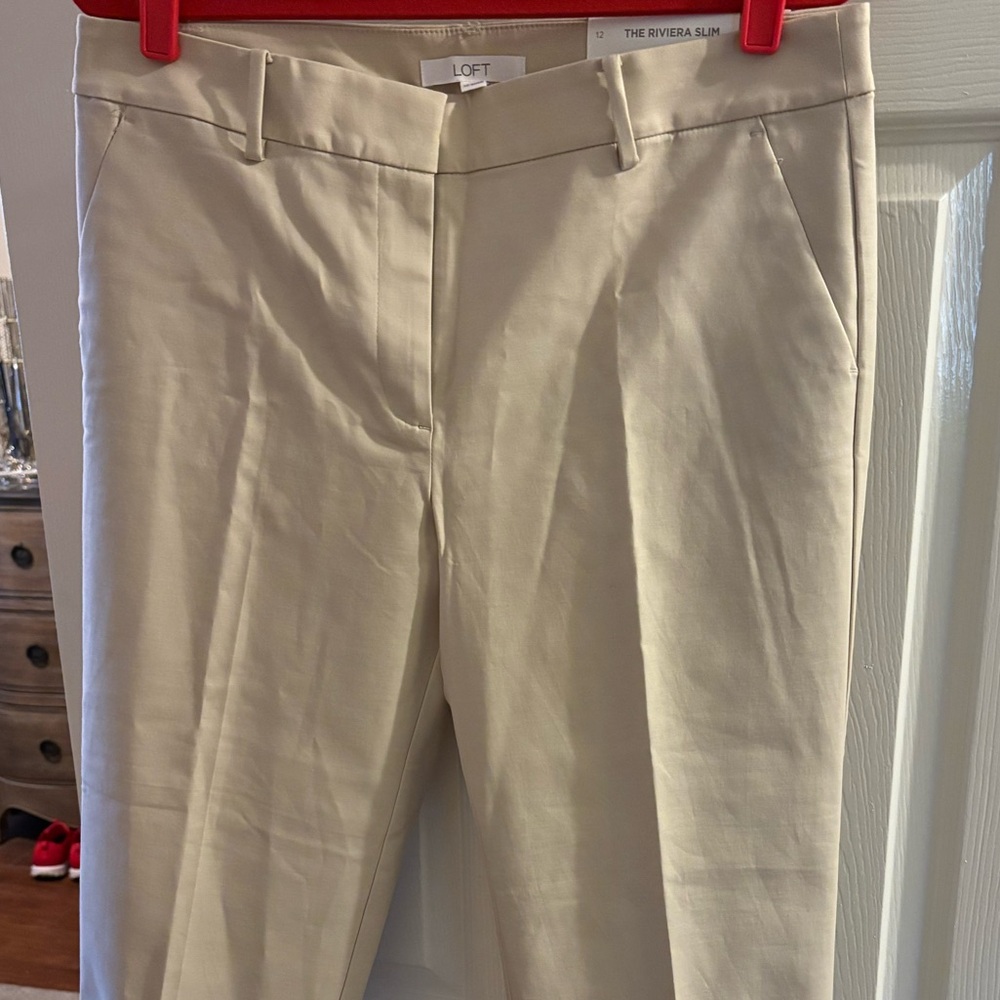 LOFT Cream Ankle Pants
